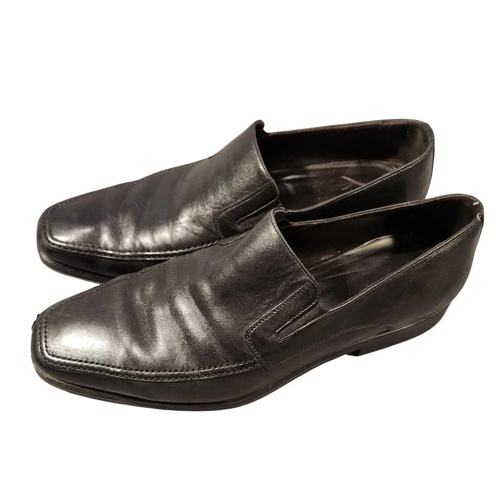 Monte Rosso Shoes Mens Size 12 Black Leather Oxford Square Toe Made In‎ Italy